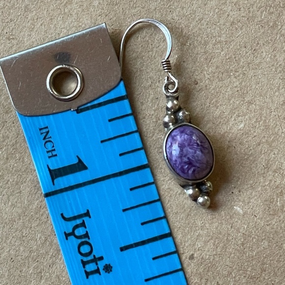 Vintage Charolite & Sterling silver earring by artist Running Bear - Picture 5 of 5